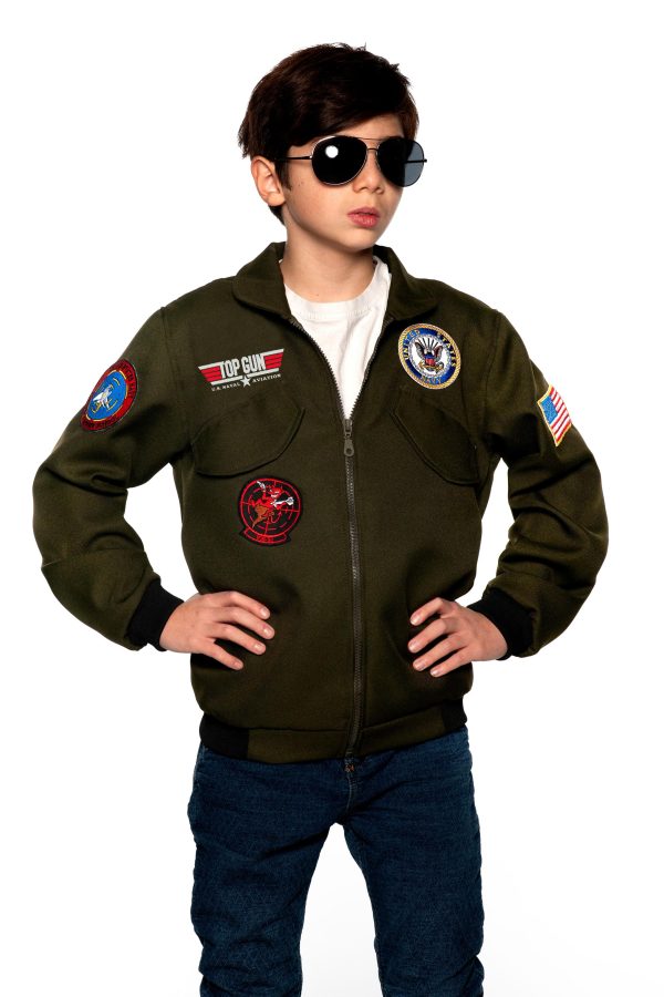 Navy Top Gun Pilot Jacket Child Costume | Medium Online Sale