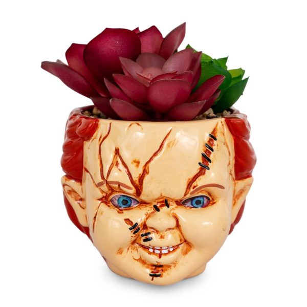 Child s Play Chucky 3-Inch Ceramic Mini Planter with Artificial Succulent For Discount